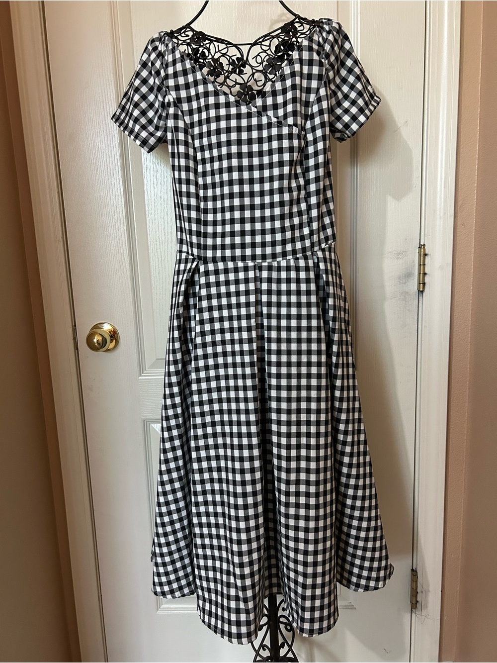 Black and White Gingham Swing Dress